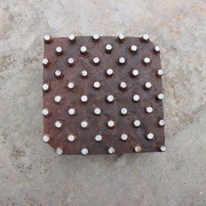 Sello de tela con lunares, sello de madera para cerámica para impresión, sello de pared tallado a mano, sello de jabón con borde tradicional de madera con puntos