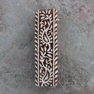 Floral Border Block Stamp Wood Indian Stamp Fabric Border Wood Block Stamp Hand Carved Wooden Stamp For Printing Flower Soap Making Stamp