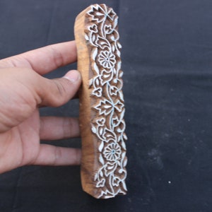 Floral Clay Block Print Stamp Carve Block Stoff Stempel Blume Border Block Stempel Handgeschnitzter Druckblock Für den Druck Paisley Border
