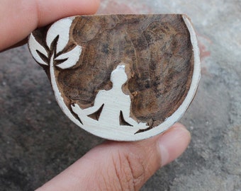Buddha Stamp Spiritual Soap Making Stamp Meditation Fabric Stamp Hand Carved Block Print Stamp Carve Wooden Stamp For Printing Hippie Wooden