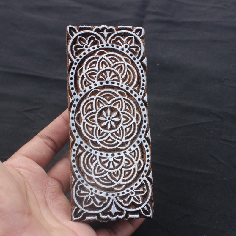 Blumen Hand Geschnitzt Druckblock Textil Indischen Stempel Holzblock Kunst Blockprint