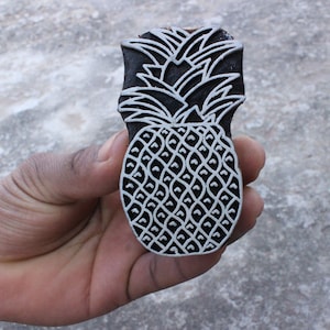 Ananas Block Print Stempel Handgeschnitzter Stoffstempel Obst Stoffstempel Textildruck Block zum Drucken schnitzen Block Seife Stempel schnitzen