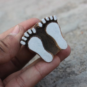 Pottery Stamp Foot Fabric Stamp Hand Carved Fabric Stamp Hand Carved Textile Block For Printing Goddess Soap Making Stamp