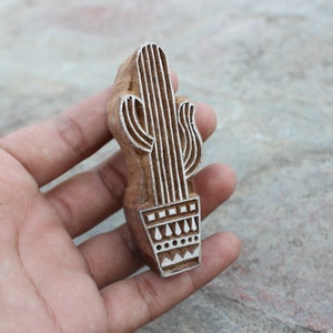 Kaktus Blockabdruckstempel Pflanzenblockabdruckstempel Indischer Stempel Handgeschnitzter Textildruckblock Zum Drucken Hand schnitzen Seifenherstellungsstempel