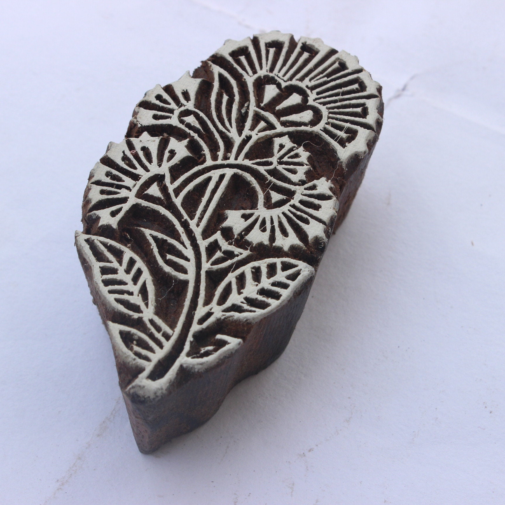 Floral Block Stamp Paisley Wooden Block Stamp Indian Fabric Etsy UK