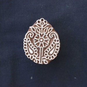 Sello de bloque de impresión Paisley Sello de bloque de madera floral Sello de bloque de madera indio Bloque de impresión textil tallado para imprimir Sello de fabricación de jabón de flores