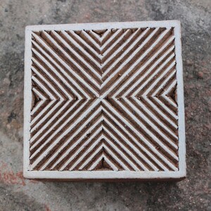 Sello cuadrado Chevron para tela, sello tallado, bloque de impresión textil indio para impresión, sello geométrico para fabricación de jabón, sello triangular para textil