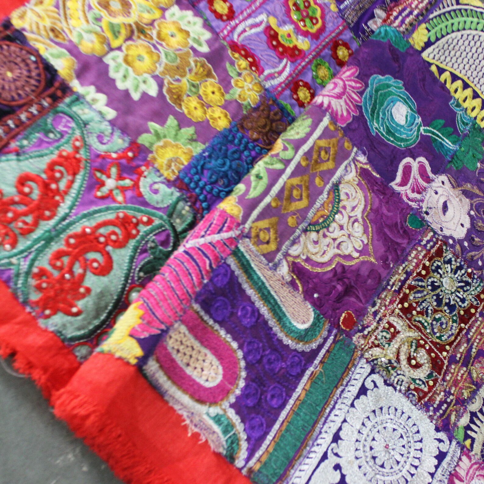 Purple Embellished Fabric by the Yard Embroidered Indian Etsy UK