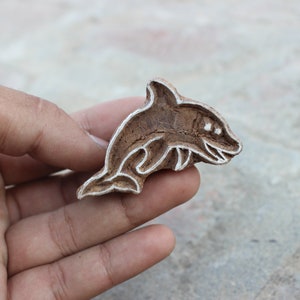 Delfin Block Print Stempel Fisch Stempel Carve Block Holzblock Stempel Indischer Textildruckblock Für den Druck Wasserseife Stempel Traditionell