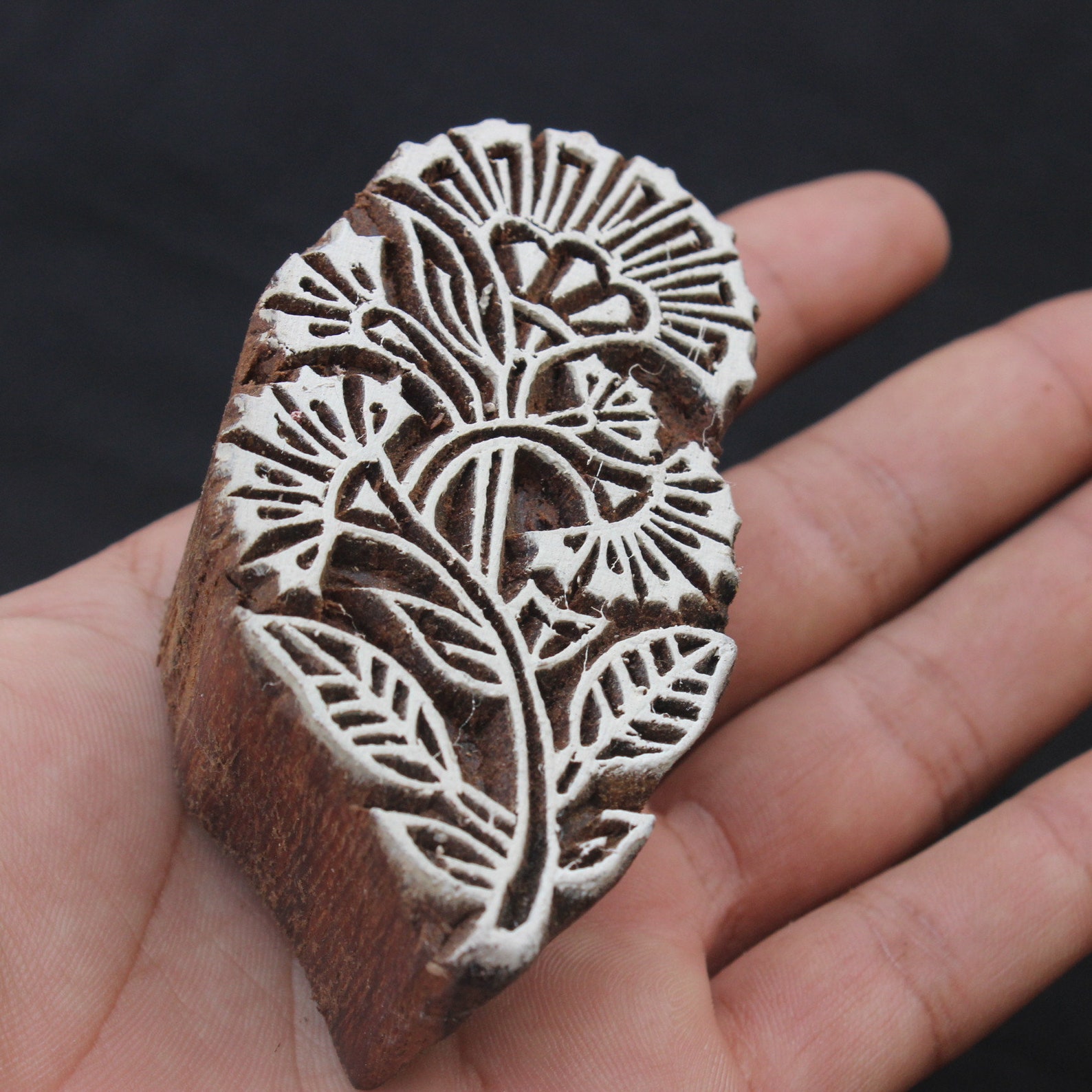 Floral Block Stamp Paisley Wooden Block Stamp Indian Fabric Etsy UK