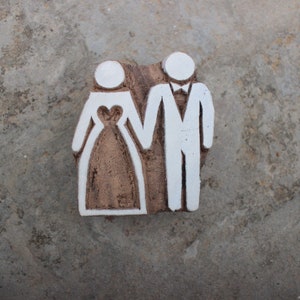 Carimbo de impressão de casal Carimbo de impressão de casamento Carimbo de bloco de madeira indiano Bloco têxtil esculpido à mão para impressão Carimbo de fabricação de sabão de amor