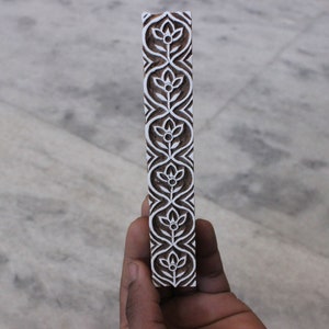 Blume Stoff Stempel Indische Stoffstempel Floral Block Print Stempel schnitzen Holzstempel Für Druck Glück Seife Stempel Linie Border Hölzern