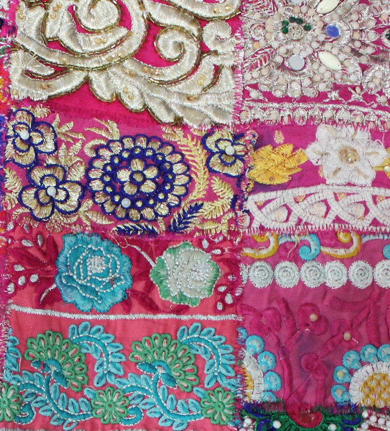 Pink Boho Indian Fabric by the Yard Patchwork Indian Textile Etsy