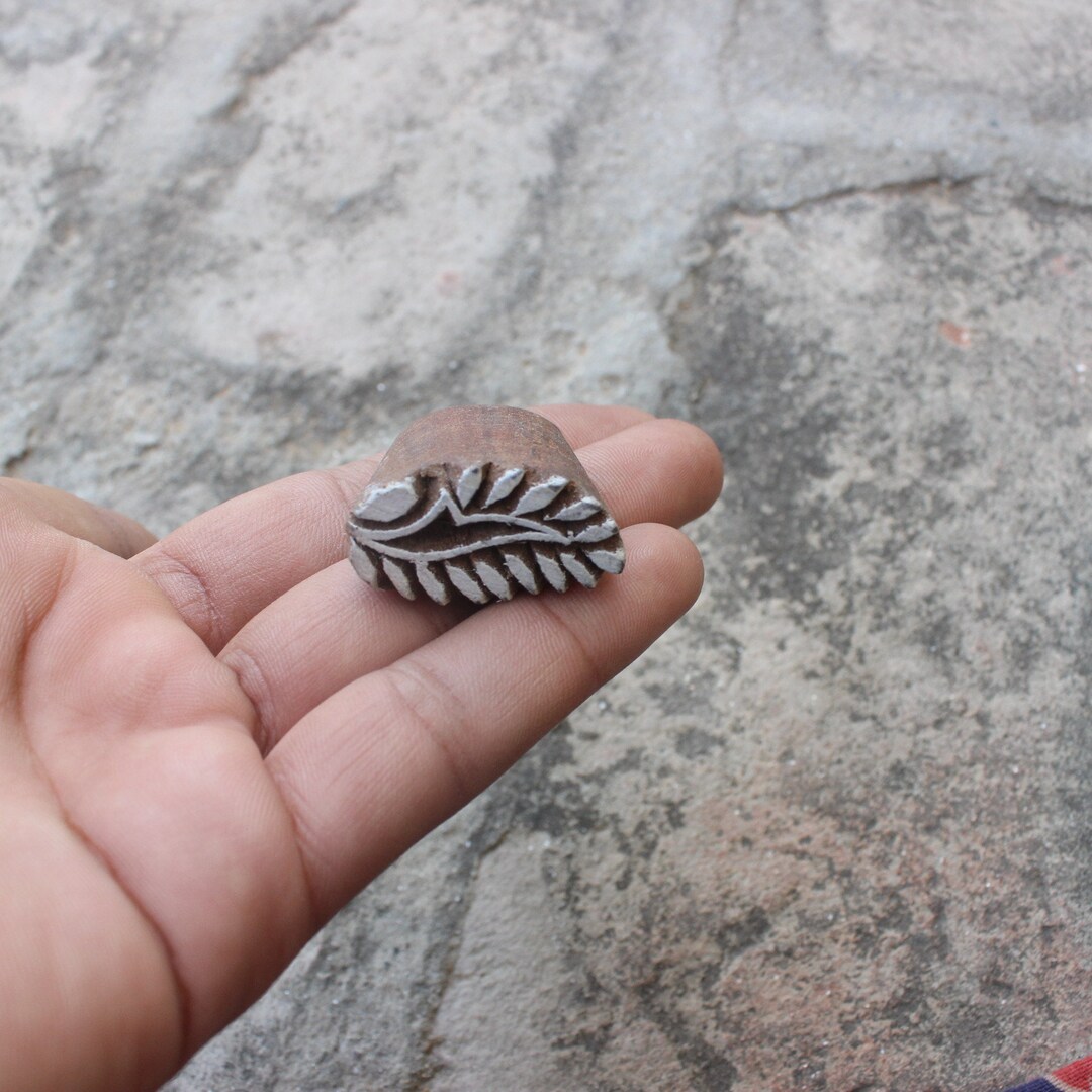 Indian Wooden Stamp With Brass Floral Pattern - Clay Printing Block For Pottery & Crafts, 1x1 Inch - View #2