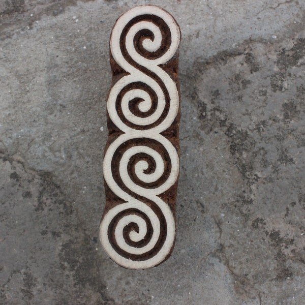 Celtic Block Print Stamp Carve Block Fabric Stamp Indian Textile Printing Block For Printing Spiral Border Wood Block Stamp Henna Design