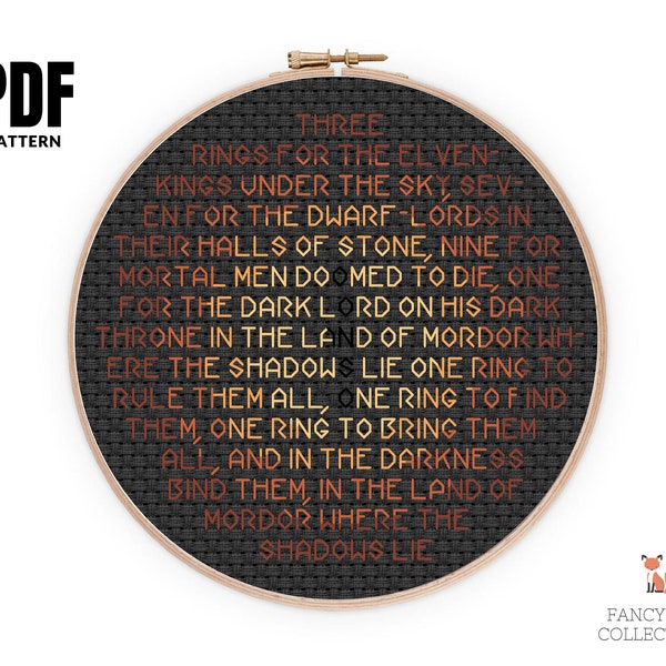 Lord of the Rings - One Ring Cross Stitch Pattern PDF