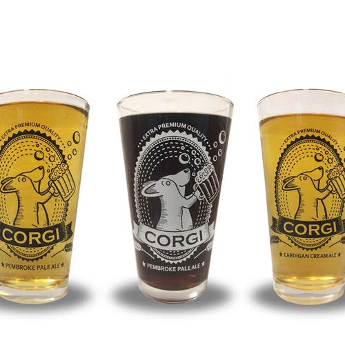 Corgi Pint Glass (one glass - choose between Pembroke Pale Ale and Cardigan Cream Ale)