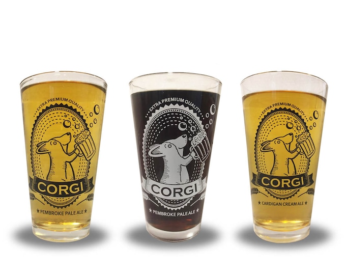 Corgi Pint Glass (one glass - choose between Pembroke Pale Ale and Cardigan Cream Ale)