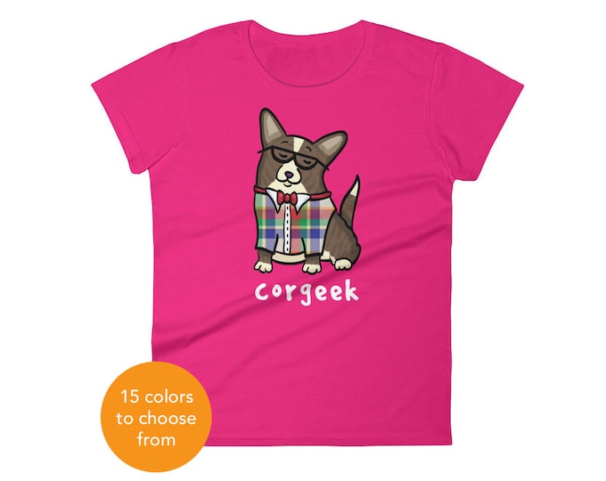 Women's Cardigan Welsh Corgi Shirt - Corgeek Corgi Tee Shirt - Brindle Cardigan - Women's short sleeve t-shirt