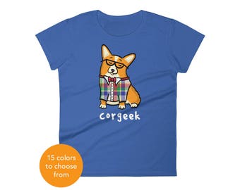 Women's Corgi Shirt - Corgeek Corgi Tee Shirt - Red/White Pembroke - Women's short sleeve t-shirt