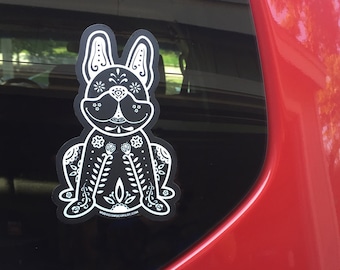 French Bulldog Decal - Sugar Skull Frenchie Decal - French Bulldog Sticker - Frenchie Bumper Sticker - Frenchie Car Decal