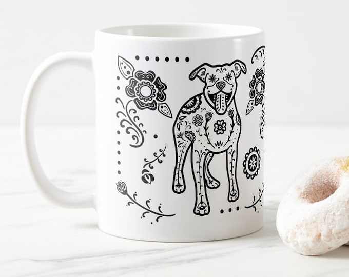 Pit Bull Mug - Sugar Skull Pitbull mug - Dog Lover Gift - Pit Bull gift