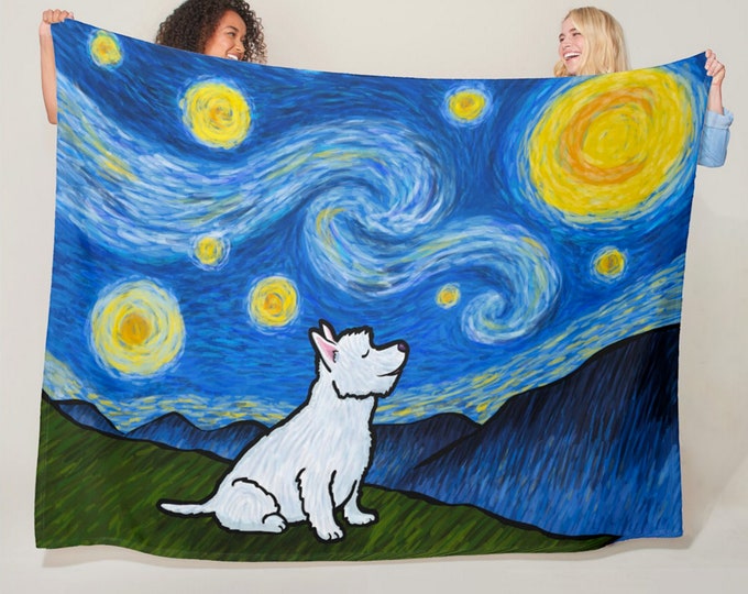 Westie Starry Night Blanket - Starry Baroo 50" x 60" or 60" x 80"