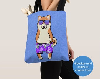 BOY Shiba Inu Tote Bag - Shiba Inu Lover Gift - Choose Background Color