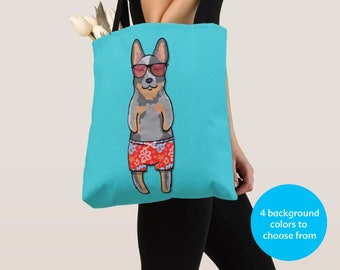 BOY Australian Cattle Dog, Blue Heeler Tote Bag - Australian Cattle Dog Lover Gift - Choose Background Color