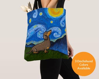 Dachshund Tote Bag (Black/Tan, Chocolate, or Red Dachshunds Available) - Dachshunds - Starry Baroo - Pet Lover Gift