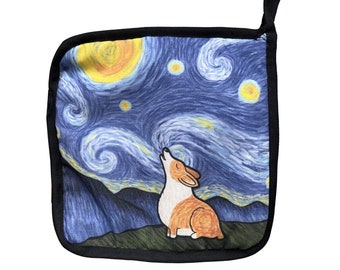 Corgi Double Sided Pot Holder - Starry Baroo - Pembroke or Cardigan - Corgi Gift