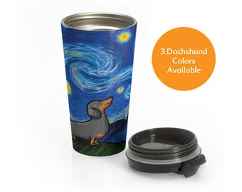 Dachshund Stainless Steel Travel Mug - Starry Baroo - 3 Colors to choose from