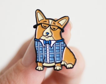 Corgeek Corgi Enamel Pin, Lapel Pin |  1.25 inch Soft Enamel Corgi Pin | Corgi Gift