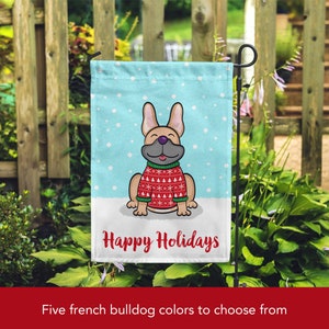 Urlaub Französische Bulldogge Garten Flagge - Doppelseitiges Einzigartiges Französische Bulldogge Geschenk - Urlaub Französische Bulldogge Garten Flagge (Blau, Rehkitz & mehr)