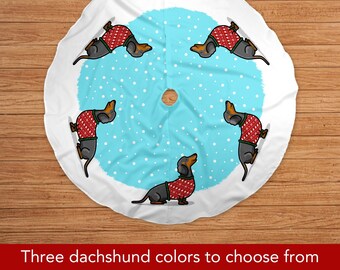 Dachshund Tree Skirt - three dachshund colors available