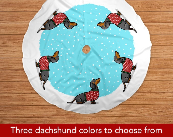 Dachshund Tree Skirt - three dachshund colors available