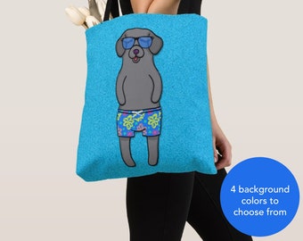 BOY Sunbathing Black Lab Tote Bag -Black Labrador- Black Labrador Lover Gift -4 BACKGROUND COLORS