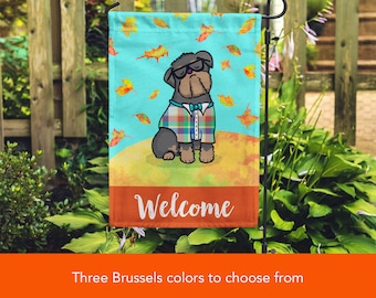 BOY Brussels Griffon Garden Flag - Double Sided Unique Brussels Griffon Gift - Brussels Griffon -  Autumn Fall Brussels Griffon Garden Flag