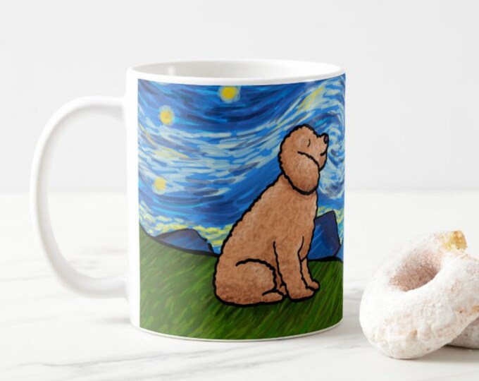 Goldendoodle  Coffee Mug - Starry Night Goldendoodle mug