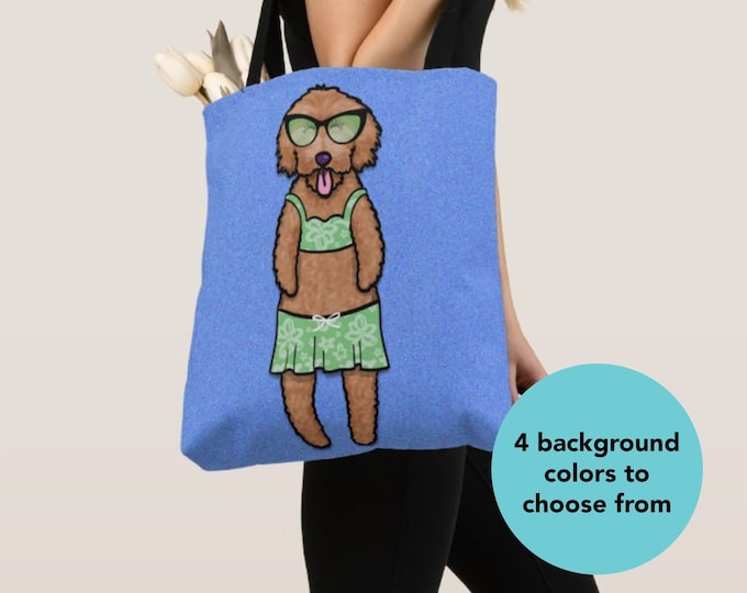 GIRL Goldendoodle Tote Bag - Goldendoodle Lover Gift - Choose Background Color - Golden Doodle