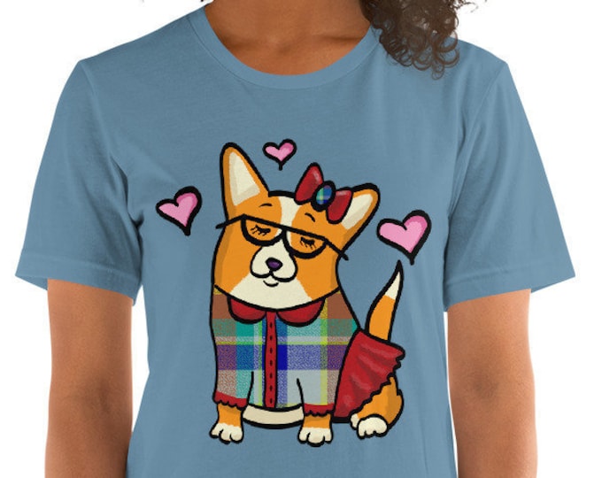 Red/White Corgi with tail Short-Sleeve Unisex T-Shirt - Corgeek Girl
