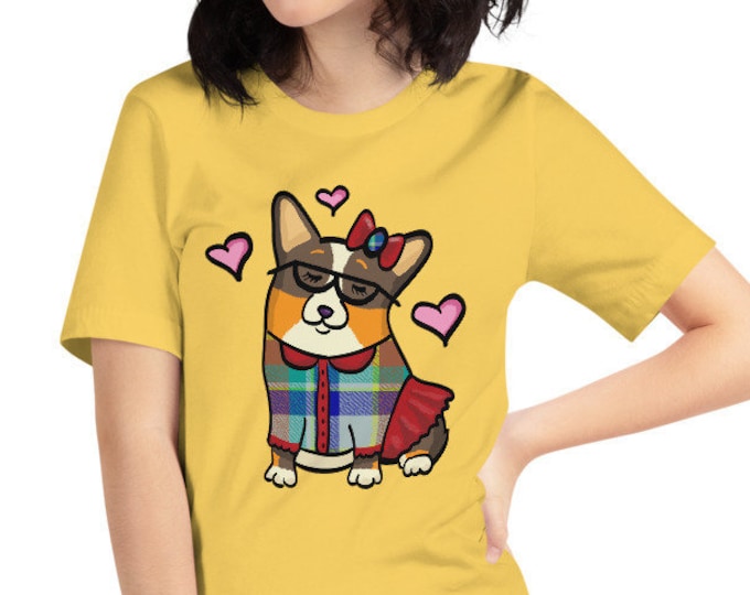 Black Tri Color Pembroke Welsh Corgi Short-Sleeve Unisex T-Shirt - Girl Corgeek - Corgi Geek