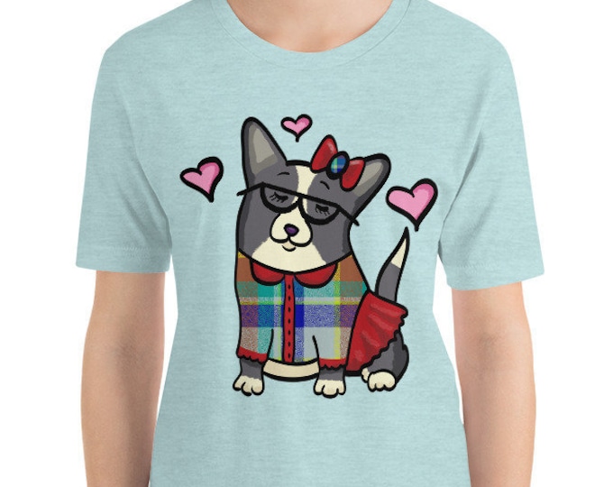 Black White Cardigan Welsh Corgi Short-Sleeve Unisex T-Shirt - corgeek girl