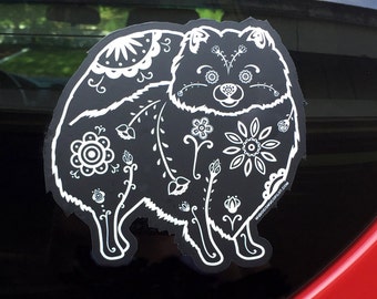 Sugar Skull Pomeranian Decal