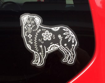 Australian Shepherd Decal - Sugar Skull Aussie Decal - Australian Shepherd Sticker - Aussie Bumper Sticker - Aussie Sticker - Car Decal