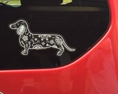 Dachshund Decal - Sugar Skull Dachshund Decal - Doxie Sticker - Doxie Bumper Sticker - Dachshund Laptop Sticker - Dachshund Car Decal
