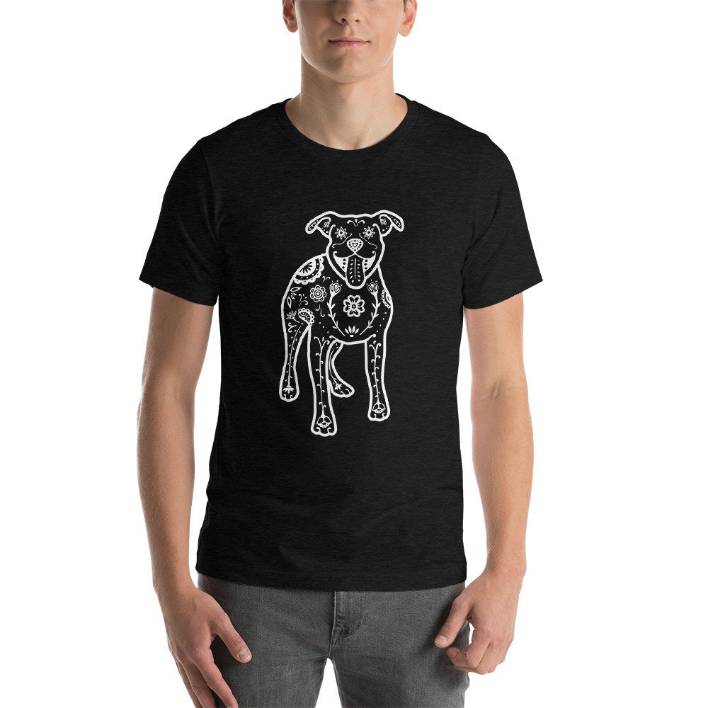 Pit Bull Shirt - Sugar Skull Pit Bull Tee Shirt - Pitbull - Unisex ...