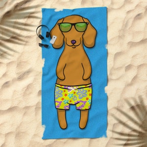 Dachshund Beach Towel Dachshund Gift 30 x 60 or 36 x 72 Gift for Dachshund Lovers Funny Sunbathing Dachshund wiener dog dox image 8