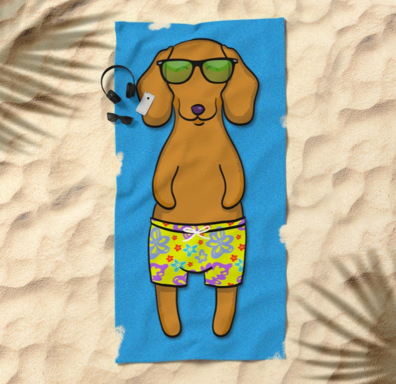 Dachshund Beach Towel Dachshund Gift 30 x 60 or 36 x 72 Gift for Dachshund Lovers Funny Sunbathing Dachshund wiener dog dox image 8