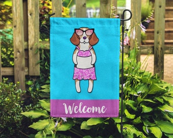 Double Sided Beagle Garden Flag (GIRL) - Unique Beagle Gift - GIRL Beagle Garden Flag